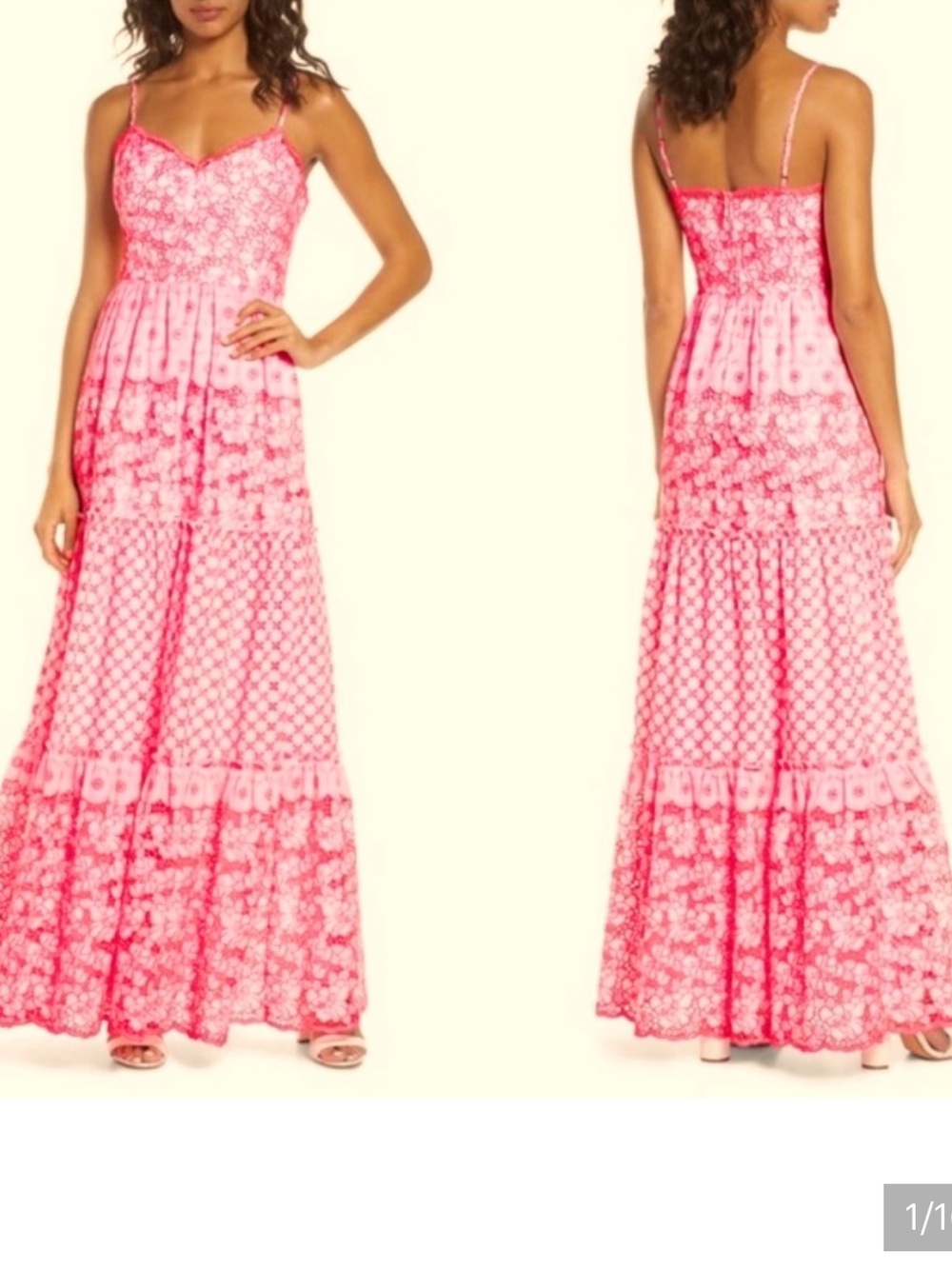 Lilly Pulitzer Kyla Maxi Dress Lilly’s Coral Garden Gate Eyelet Pink Size 10